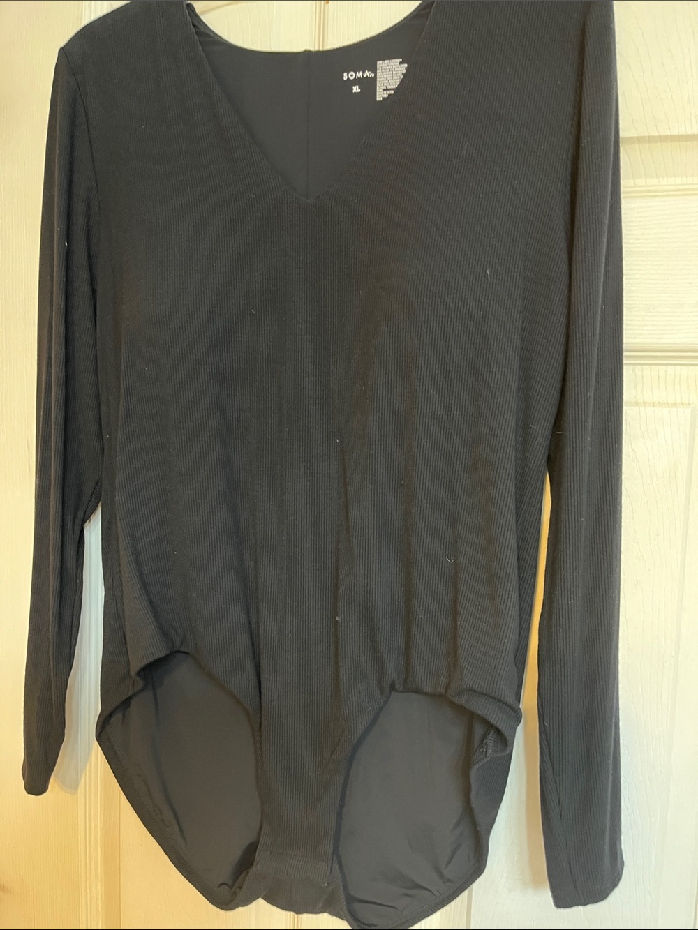 Soma Black Long-Sleeve V-Neck Bodysuit